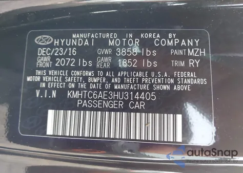 2017 Hyundai Veloster Turbo from USA, damaged, VIN KMHTC6AE3HU314405